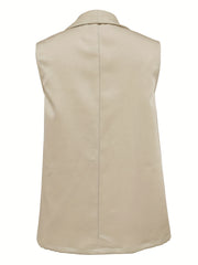Solid Vest Blazer Sleeveless Women's Clothing