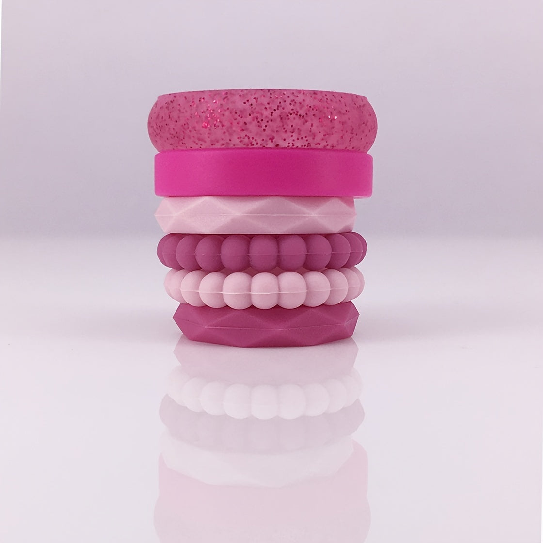 Fashionable Pink Silicone Rings For Women And Men Breathable Comfort