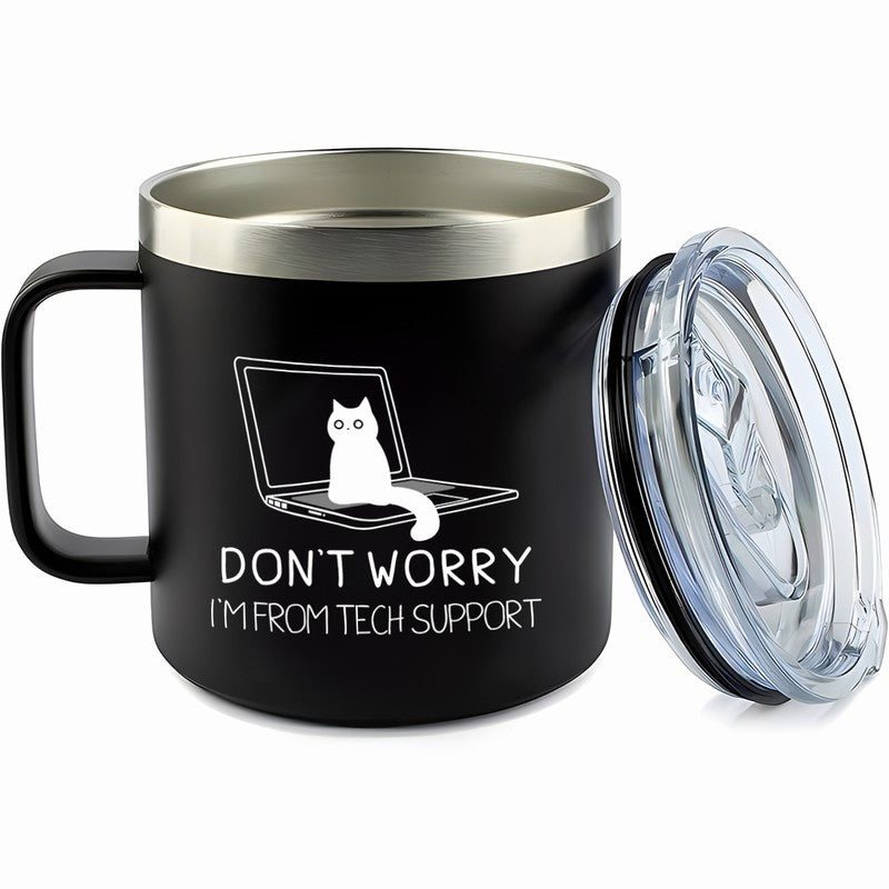 Tech Cat 14oz Stainless Steel Travel Mug Double Wall Vacuum Cup with Lid