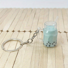 Bubble Tea Bottle Shape Key Chain Bubble Tea Key Ring Bag Car Key Ornament