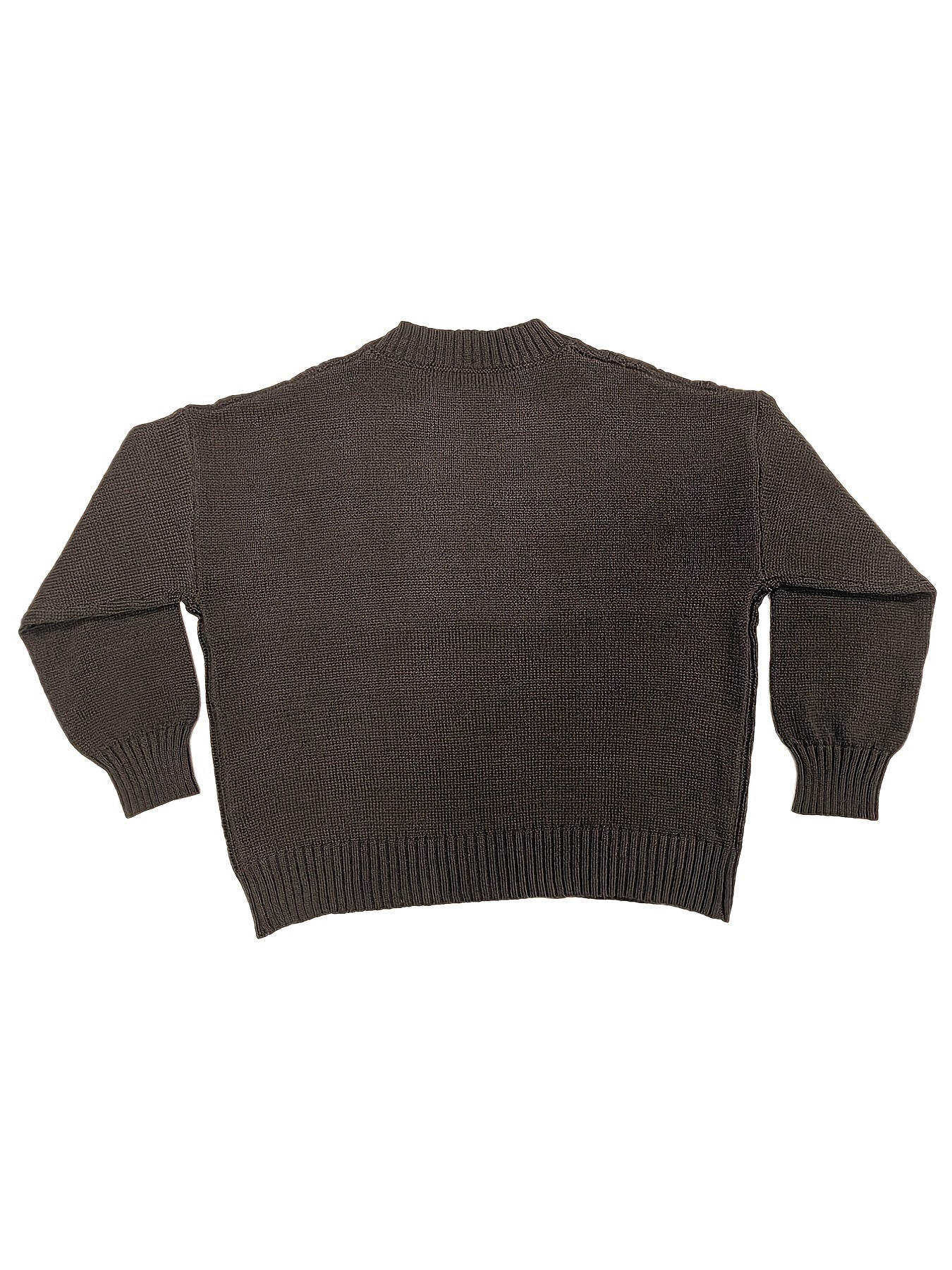 Solid Jacquard Long Sleeve Sweater