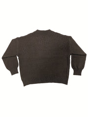 Solid Jacquard Long Sleeve Sweater