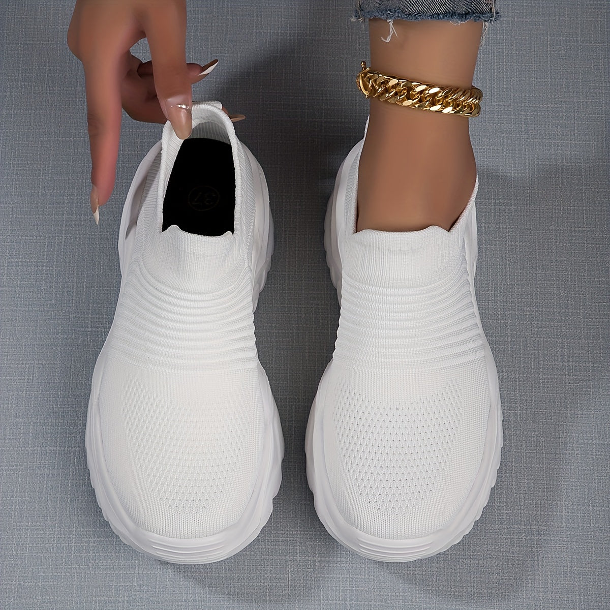 Women's Knitted Sock Sneakers Comfy Slip On Outdoor Sports Shoes