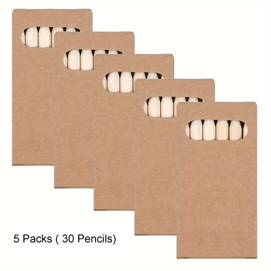 Wooden Mini Colored Pencils Set 30 Pencils 5 Packs Assorted Colors