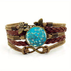 Vintage Butterfly Infinity Symbol Time Gemstone Bracelet