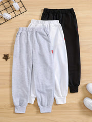 3pcs Boys Comfortable Active Sweatpants Solid Jogger Pants