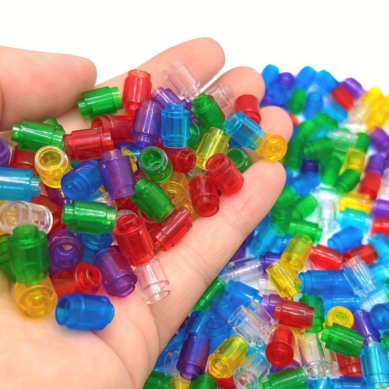 100pcs Transparent ABS Building Blocks 1x1 Cylindrical Bricks