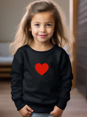 Girls Heart Pattern Crew Neck Sweatshirt For Spring Fall Christmas Gift