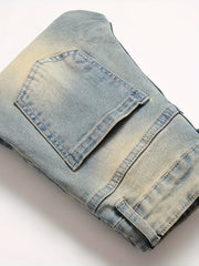 Boys Retro Ripped Jeans Slim Fit Denim Pants Kids Clothes