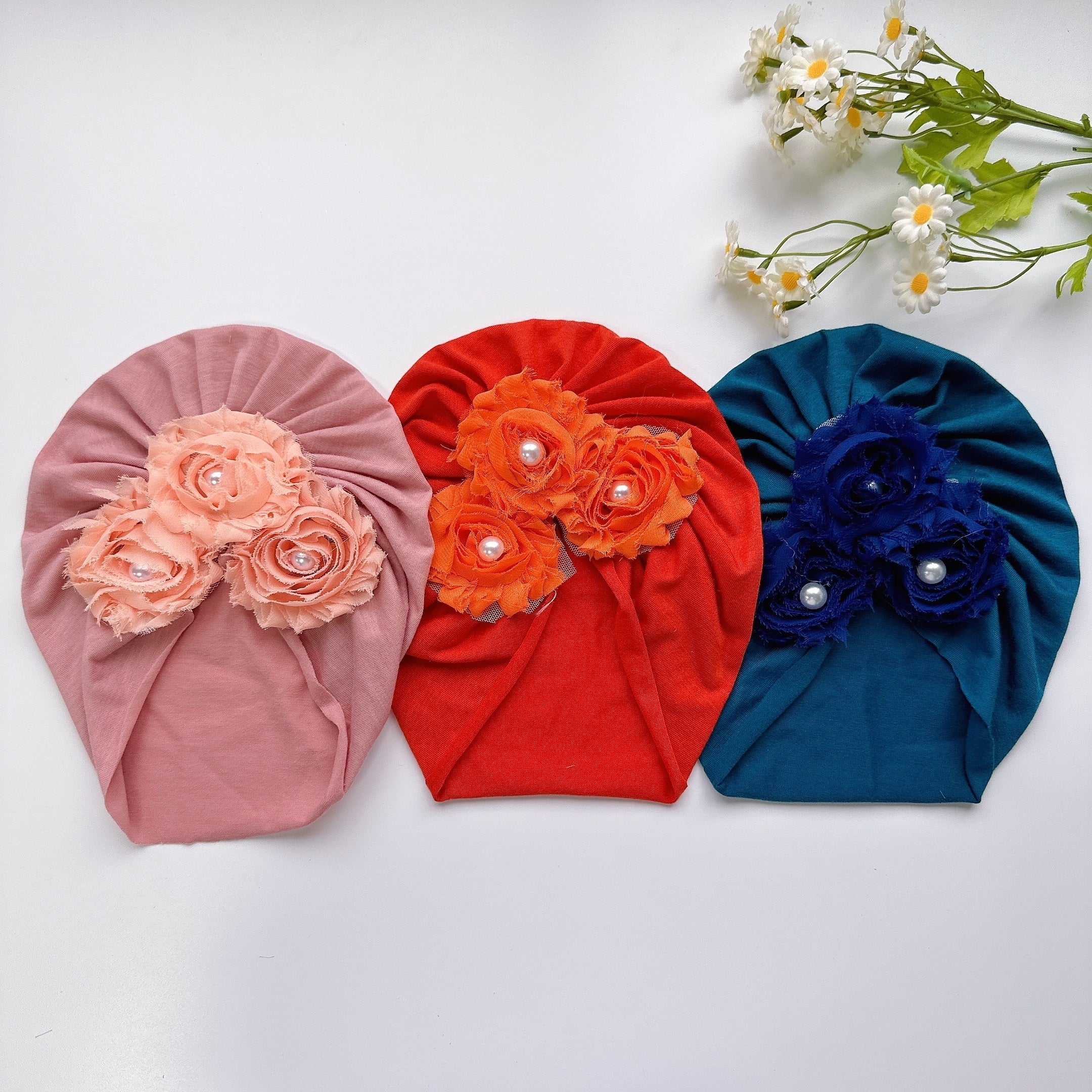 Baby Girl Sunflower Beaded Hat Elastic Soft