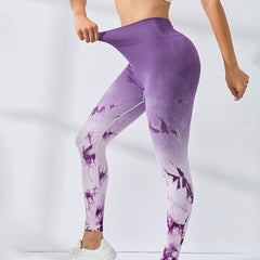Tie Dye Ombre Sports Yoga Leggings High Elastic Exercise Pants