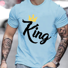 KING Print Men's Graphic Crew Neck Tee Casual Comfy Tshirt for Summer
