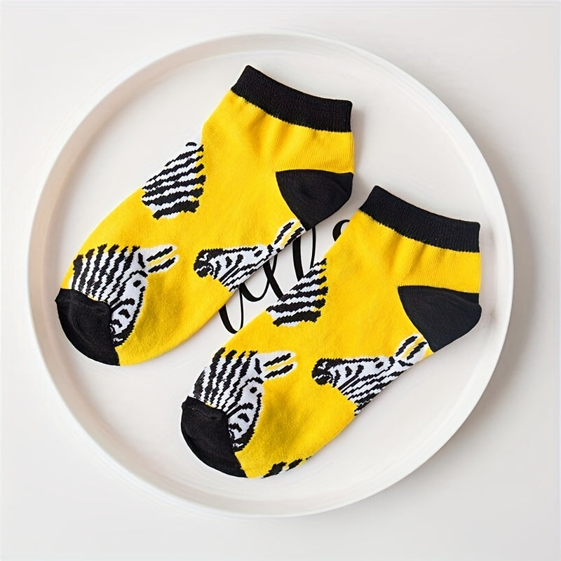 Fruit & Food Print Ankle Socks & Funny Low Cut Socks Women's Stockings