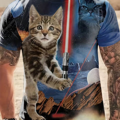 Men's 3D Cat Graphic Print Summer T-Shirt