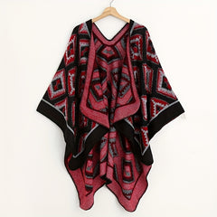 Vintage Rhombus Jacquard Shawl Classic Block Thick Wrap Boho