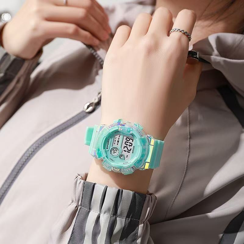 Unisex Sports Watch Glow Dark Date Alarm Durable Rubber Strap Multifunctional
