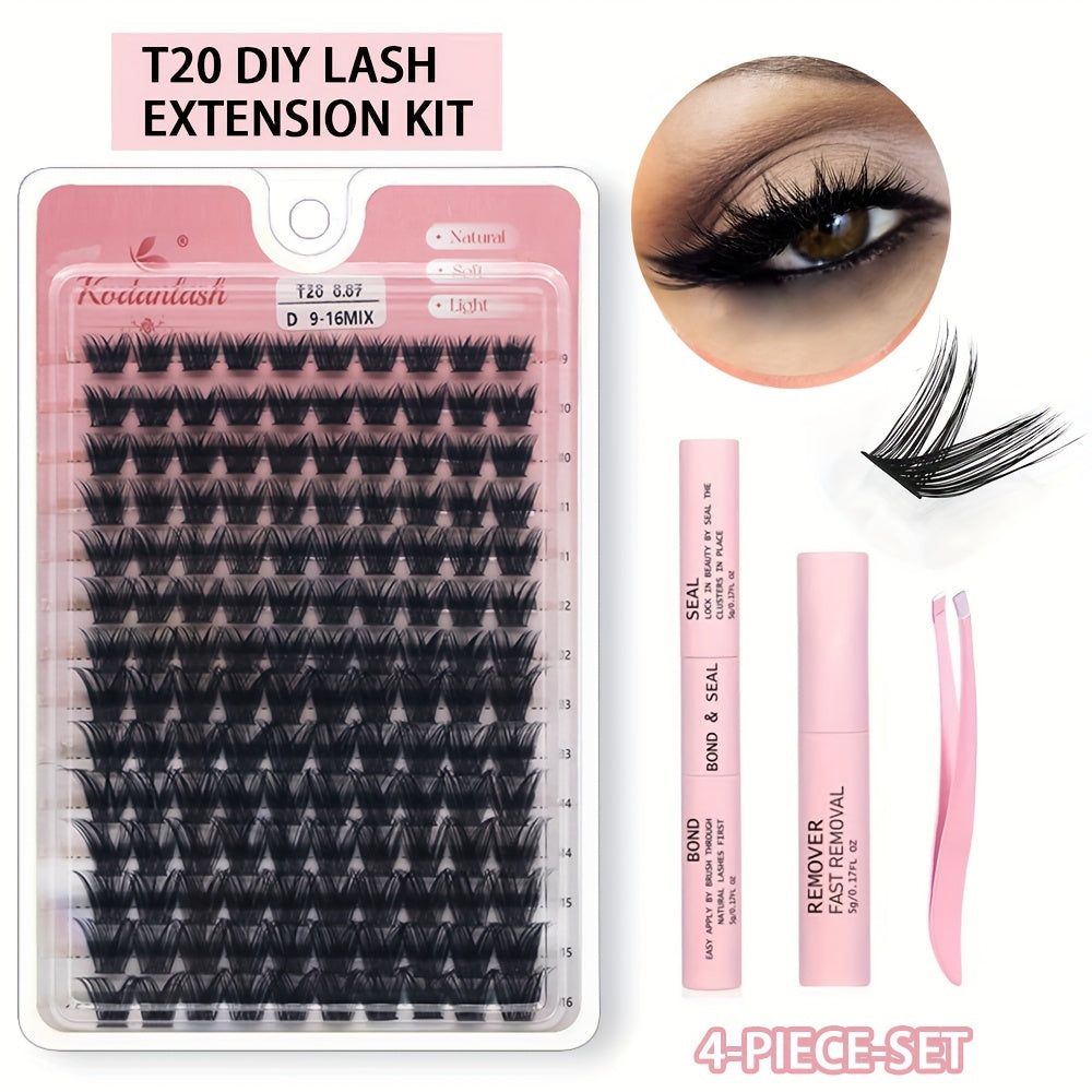 140pcs Cluster Lashes DIY Eyelash Extension Kit D Curling Lashes Glue Bond Seal