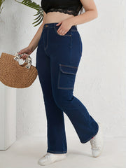 Stretch Cargo Flare Leg Jeans