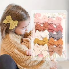 10pcs High Bowknot Hair Clips Lace Embroidery Flower Side Clips for Baby Girls