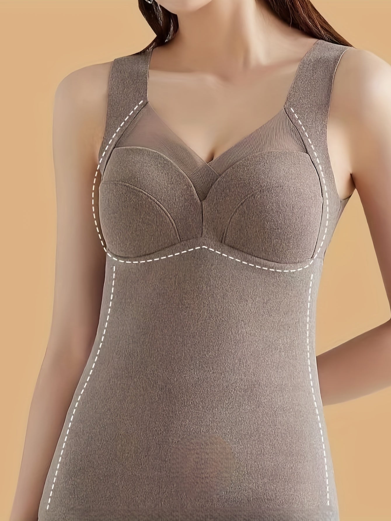 Solid Thermal V Neck Sleeveless Top Women's Lingerie