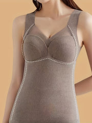 Solid Thermal V Neck Sleeveless Top Women's Lingerie