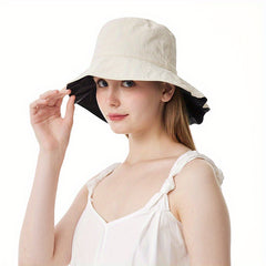 Pleated Wide Brim Bucket Hat UV Protection Sun Hat
