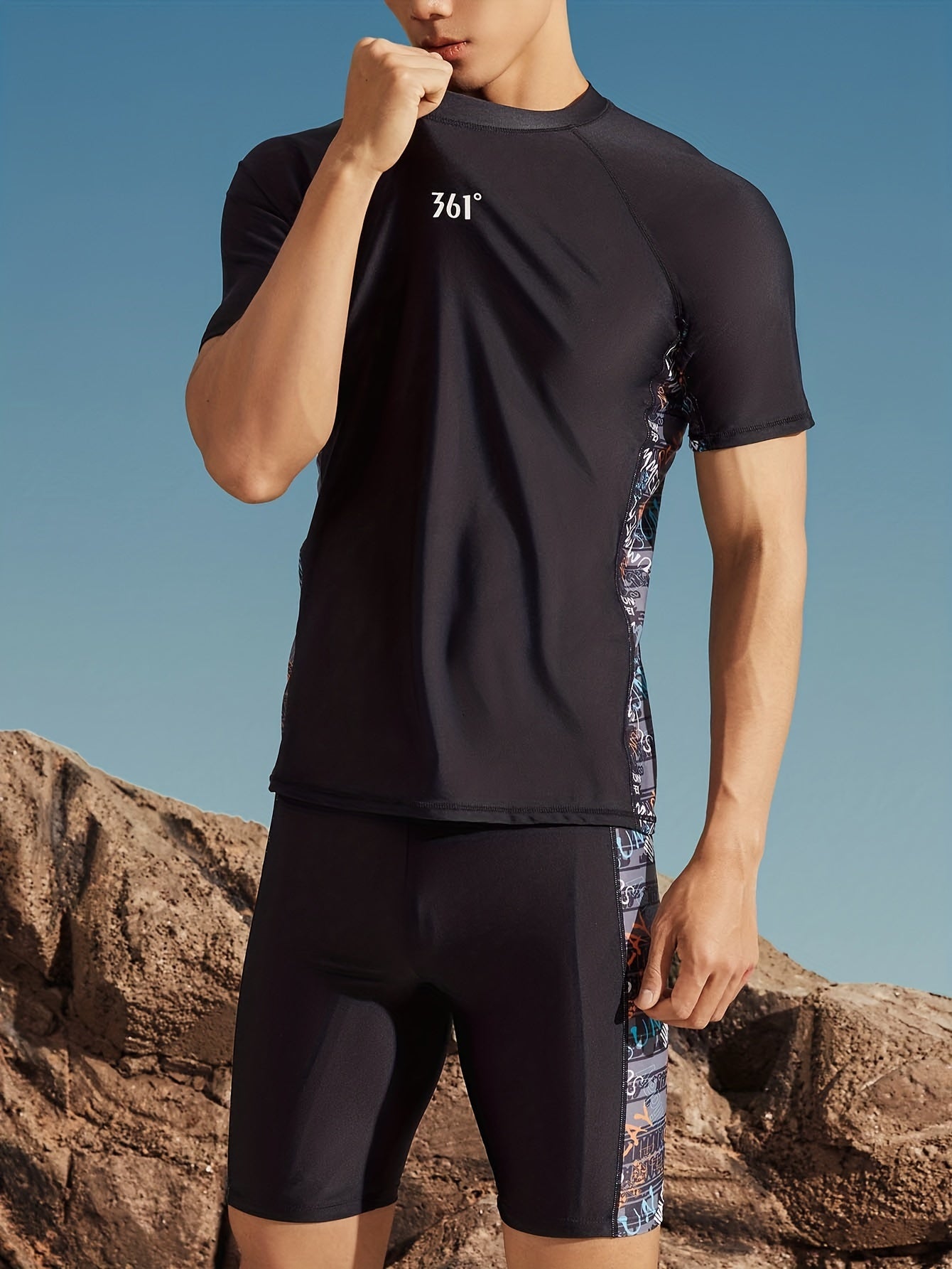 Men's Swimsuit Set 2Pcs Compression Workout Quick Dry Short Suits