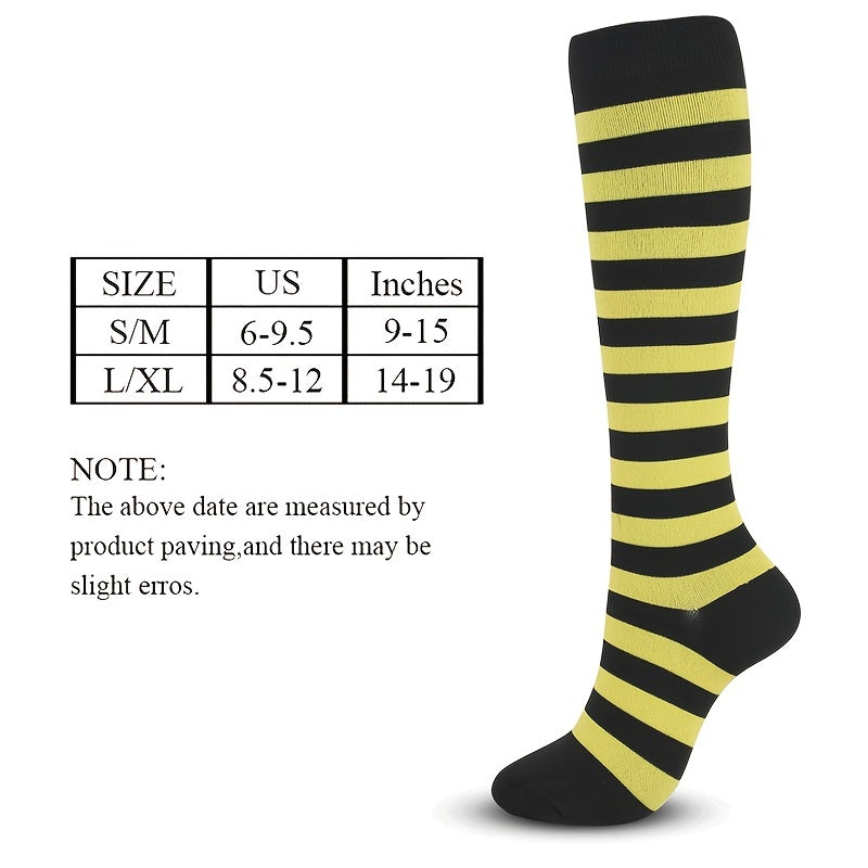 Striped Compression Sports Socks for Outdoor Fitness