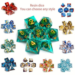 7pc Resin Polyhedral Dice Set 20 Sided Halloween Design