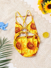 Baby Girls Sunflower Sleeveless One Piece Swimsuit for Summer