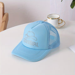 Rhinestone Decor Couple Baseball Cap Adjustable Candy Sun Hats
