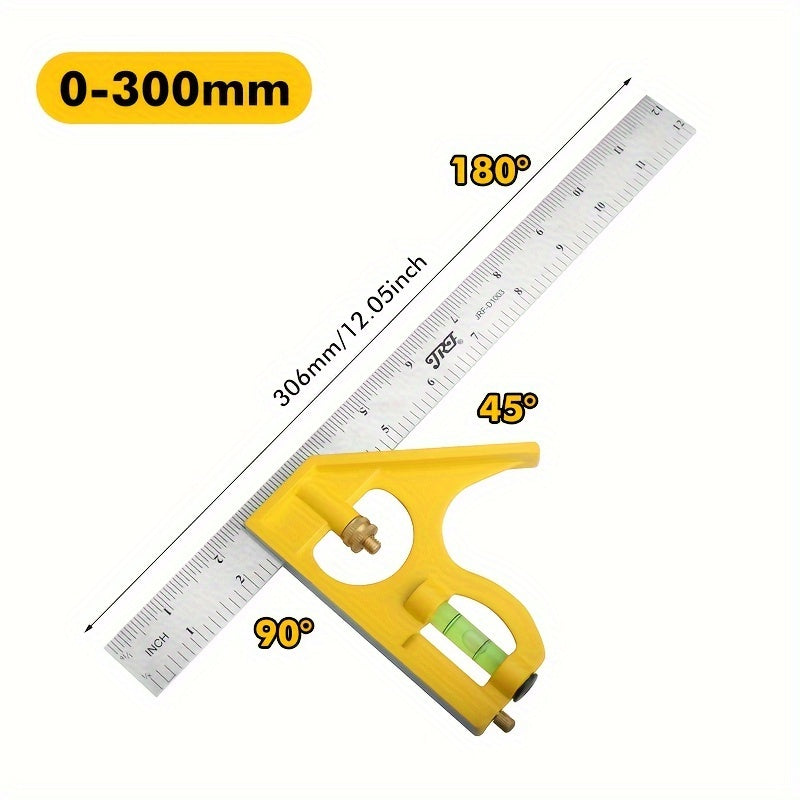 300mm Stainless Steel Combination Square for Accurate Woodworking Measurement