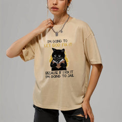 Cat Graphic Tee Summer Round Neck Casual T-shirt