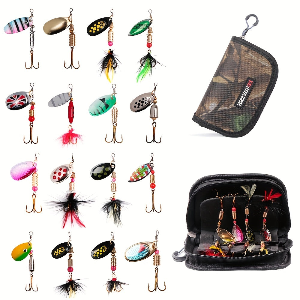 16pcs Metal Spinner Bait Fishing Lures for Freshwater and Saltwater Fishing