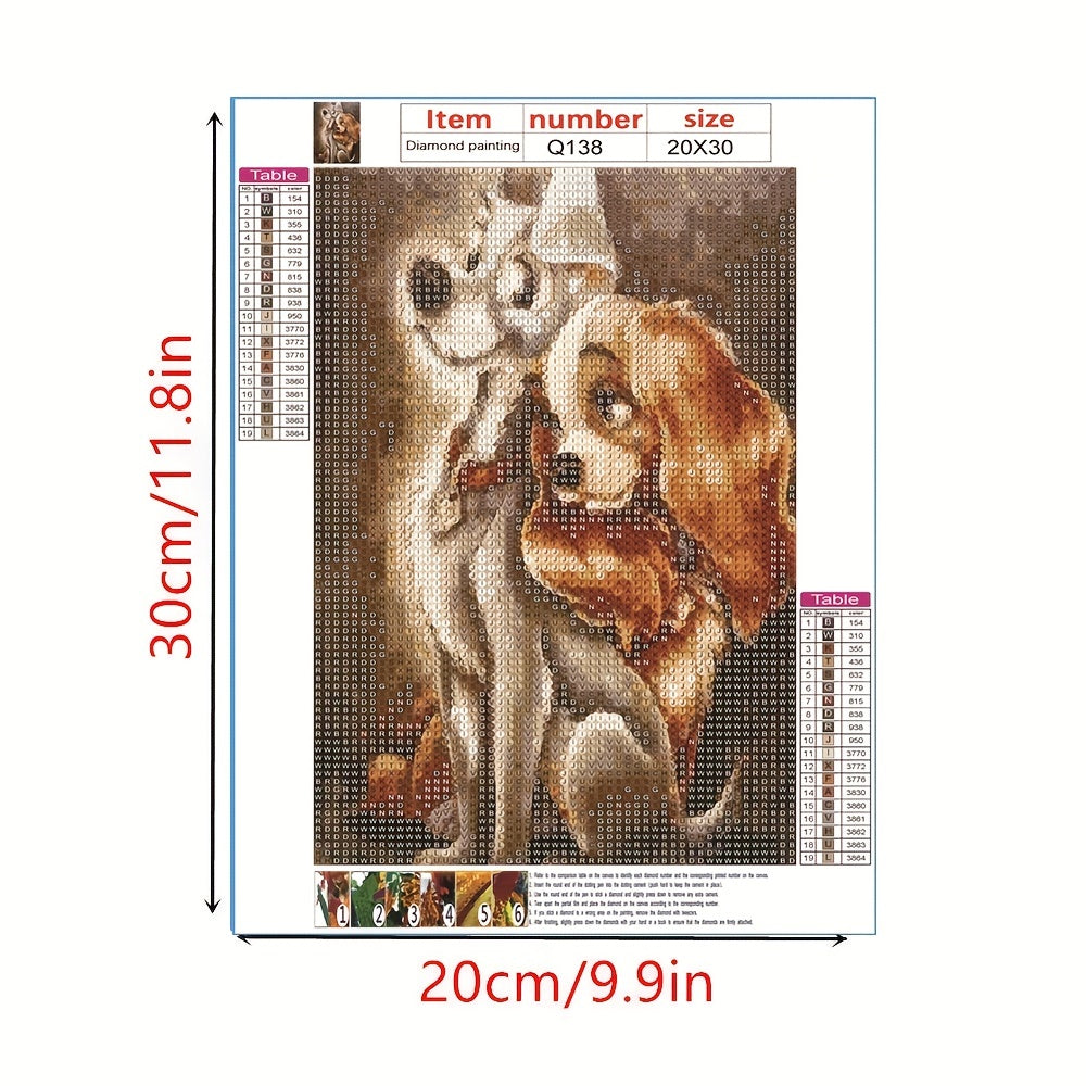 DIY 5D Rhinestone Art Painting Kit Animal Couple Dog Artwork Home Wall Decor