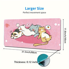 Pink Cat Large Mouse Pad Non Slip Office Desk Mat