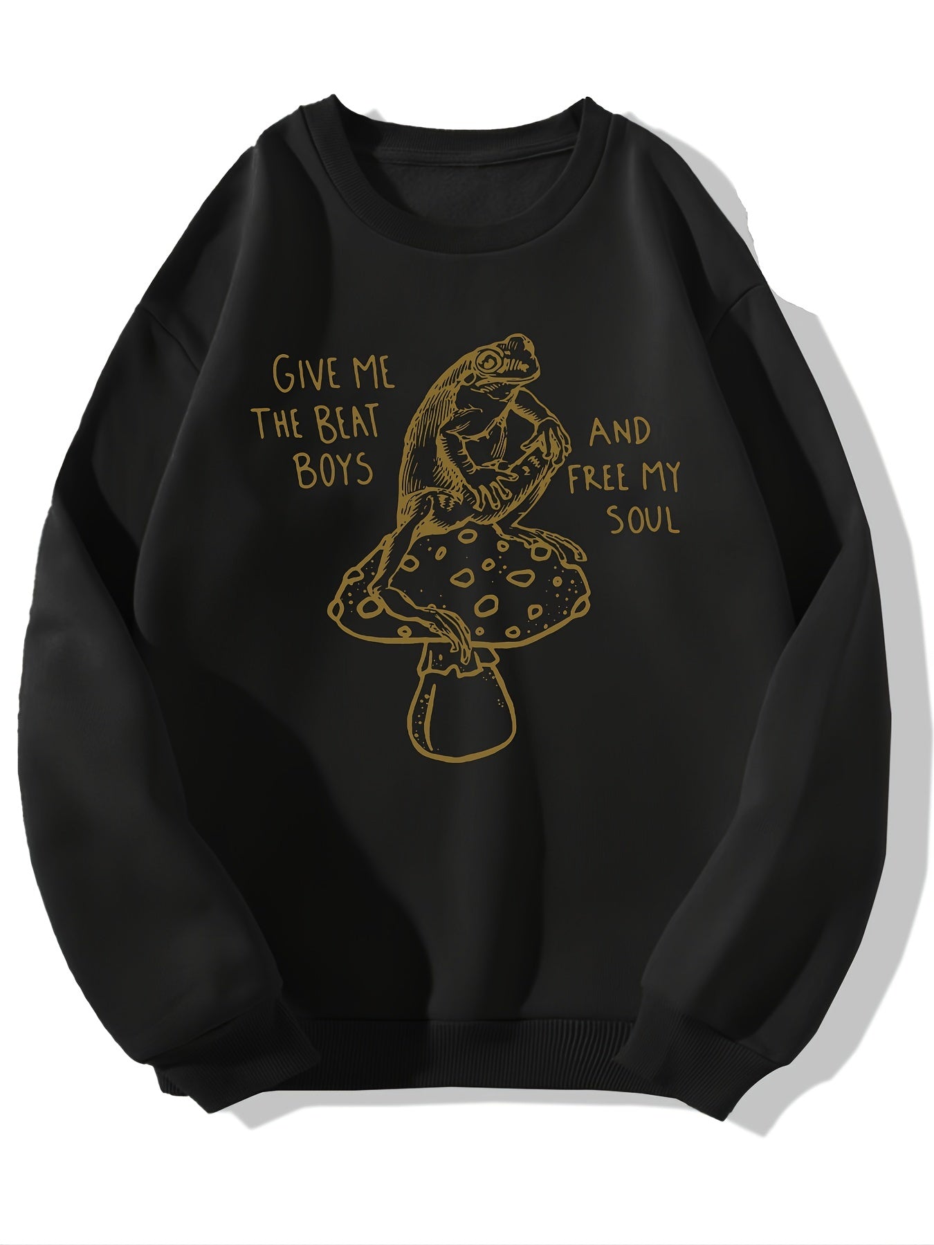 Frog & Mushroom Print Crew Neck Sweatshirt