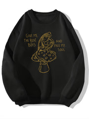 Frog & Mushroom Print Crew Neck Sweatshirt