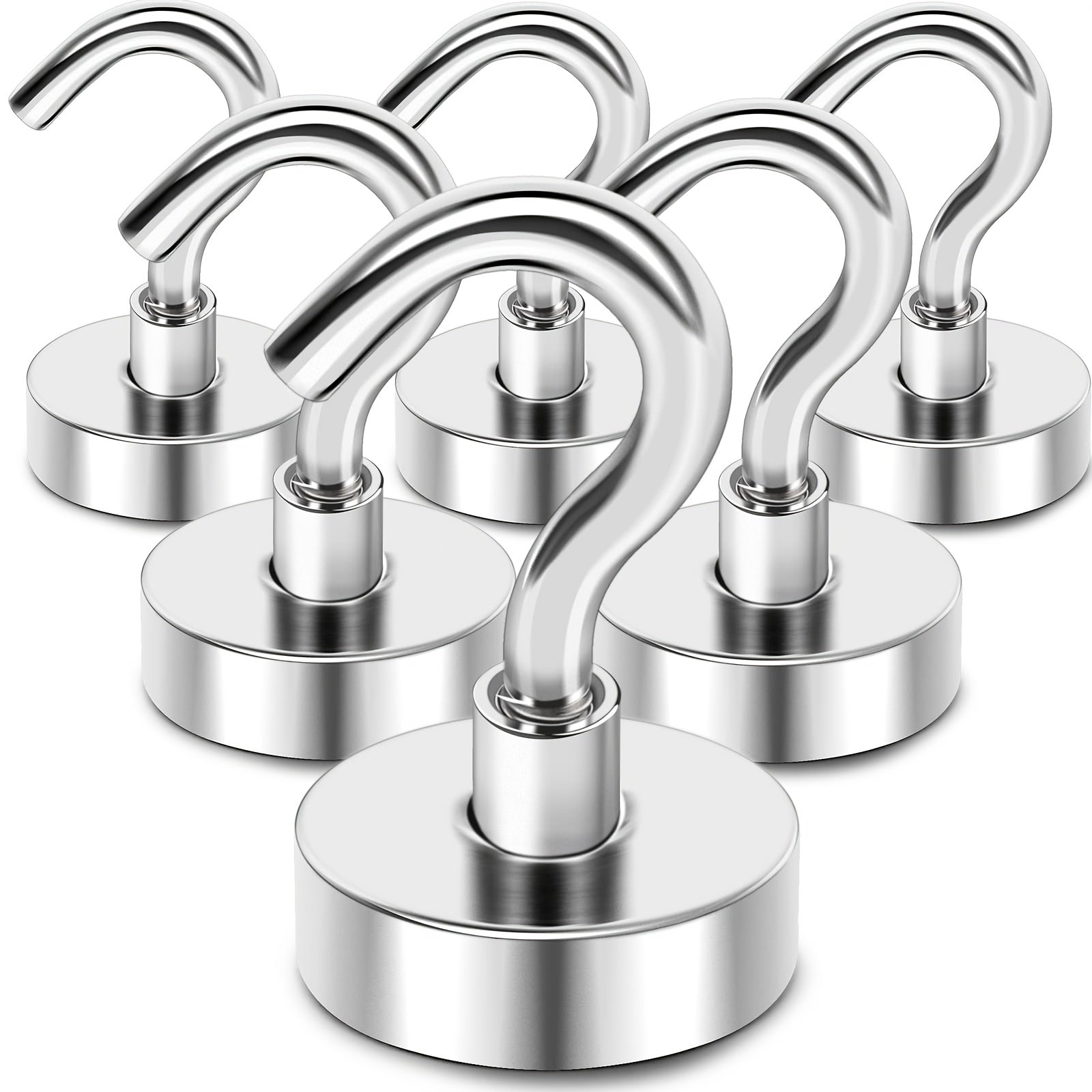 6pcs Magnetic Hooks 25Lbs Neodymium Magnets With Hooks For Hanging