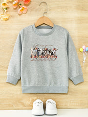 Floral Sheep Cartoon Girls Round Neck Sweatshirt Toddler Kids Tops Pullover