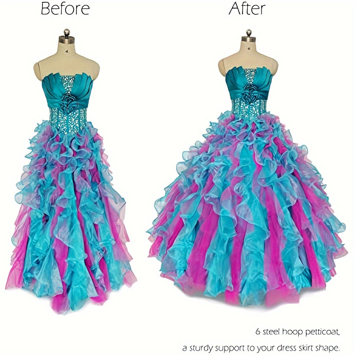 6-Steel Ring Wedding Dress Petticoat for Volume and Silhouette Enhancement