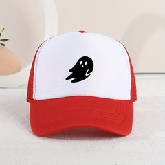 Mesh Printed Sunshade Ghost Baseball Cap For Kids