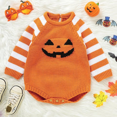 Halloween Party Baby Unisex Pumpkin Sweater Romper Cosplay Clothes