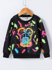 Girls Multicolored Portrait Graphic Sweatshirt
