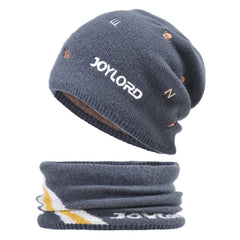 Men's Woolen Hat Plush Knitted Embroidery Warm Pullover Hat