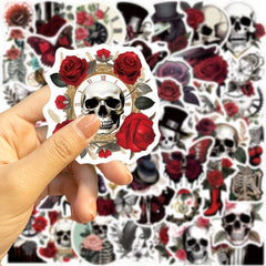 50pcs Punk Rose Skull Stickers Waterproof for Motorcycles Laptops Desktops