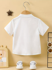 Baby Boys Bear Pattern Short Sleeve Button up Shirt for Summer