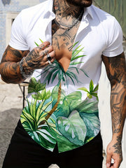 Coconut Tree Pattern Print Casual Short Sleeve Shirt Men's Hawaiian Shirt