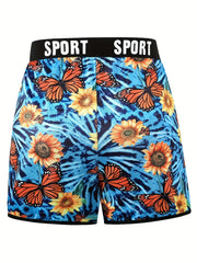 Women's Plus Sunflower & Butterfly Print High Rise Shorts