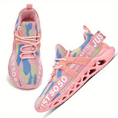 Women's Camo Print Woven Running Shoes Blade Sole Athletic Sneakers